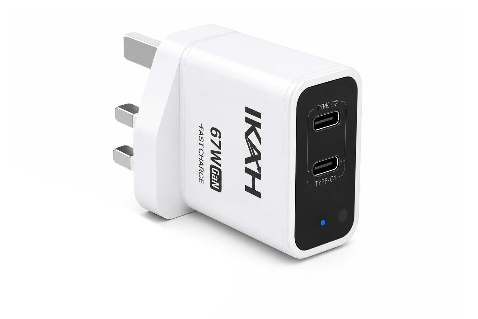 IKAH 67W GaN USB C Fast Charger, Dual USB-C Wall Charger, PD 3.0 PPS Fast Charging Adapter for MacBook Air, iPad Pro, iPhone 16/15 Series, Samsung Galaxy S25/S24 Ultra